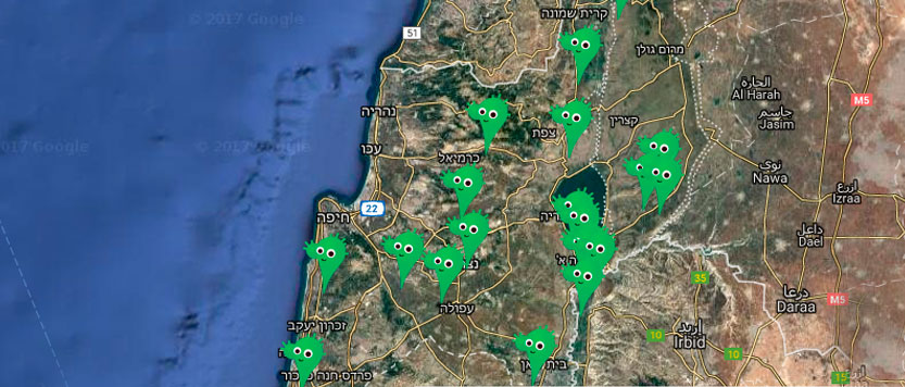 אתרים באזור הצפון